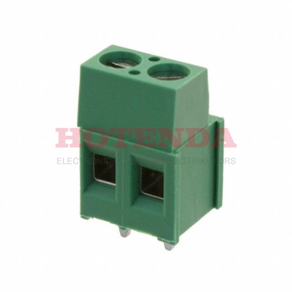 282841-2 - 0.200 5.08mm Green Bulk Polyamide (PA66), Nylon 6/6 Through Hole Horizontal with Board Screw - Rising Cage Clamp 1 Levels 12-30 AWG Buchanan