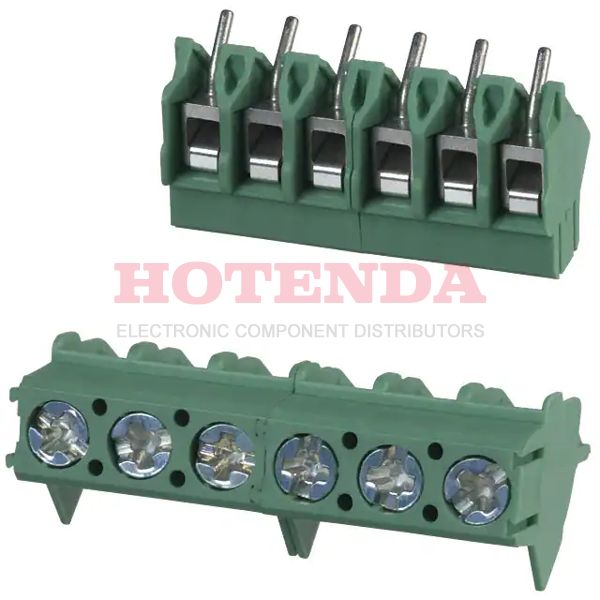 1988846 - 0.197 5.00mm Green Bulk Polyamide (PA), Nylon Through Hole 45° (135°) Angle with Board Screw 1 Levels 12-26 AWG COMBICON PTA