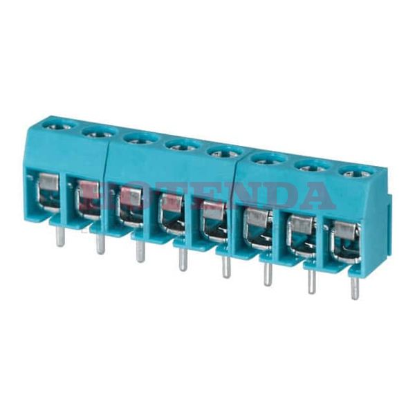 TB003-500-P08BE - 0.197 5.00mm Blue Bulk Polyamide (PA66), Nylon 6/6 Through Hole Horizontal with Board Screw - Leaf Spring, Wire Guard 1 Levels 14-26 AWG TB003-500