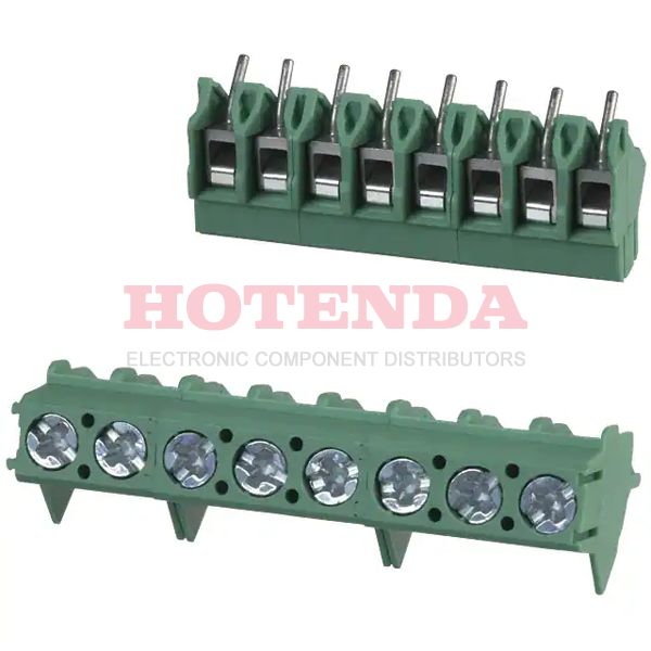 1988862 - 0.197 5.00mm Green Bulk Polyamide (PA), Nylon Through Hole 45° (135°) Angle with Board Screw 1 Levels 12-26 AWG COMBICON PTA
