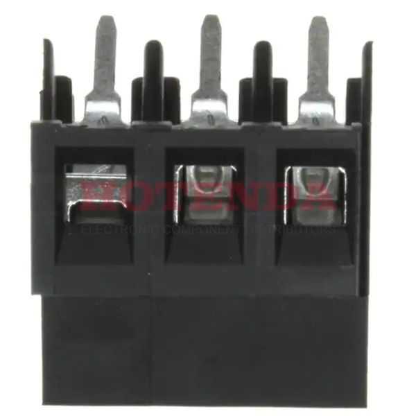 796689-3 - 0.197 5.00mm Black Bulk Polyamide (PA66), Nylon 6/6 Through Hole 35° (145°) Angle with Board Screw - Rising Cage Clamp 1 Levels 12-30 AWG Buchanan