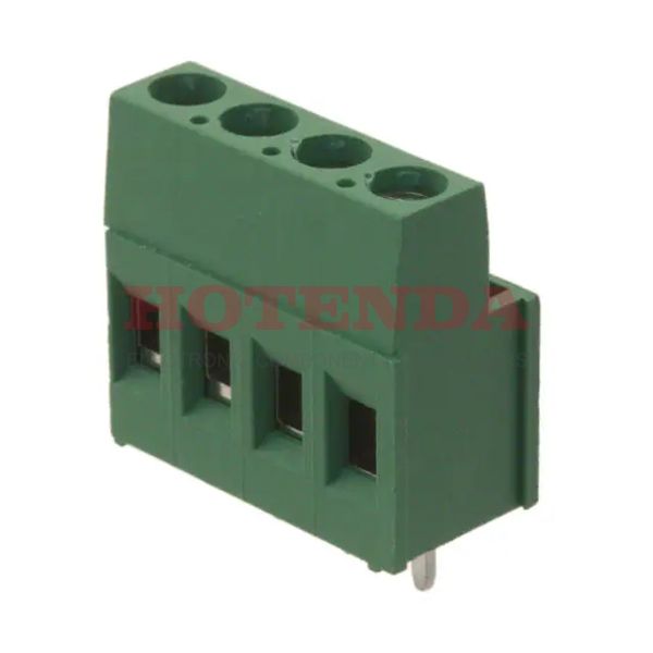 284392-4 - 0.150 3.81mm Green Tray Polyamide (PA66), Nylon 6/6 Through Hole Horizontal with Board Screw - Rising Cage Clamp 1 Levels 14-30 AWG Buchanan