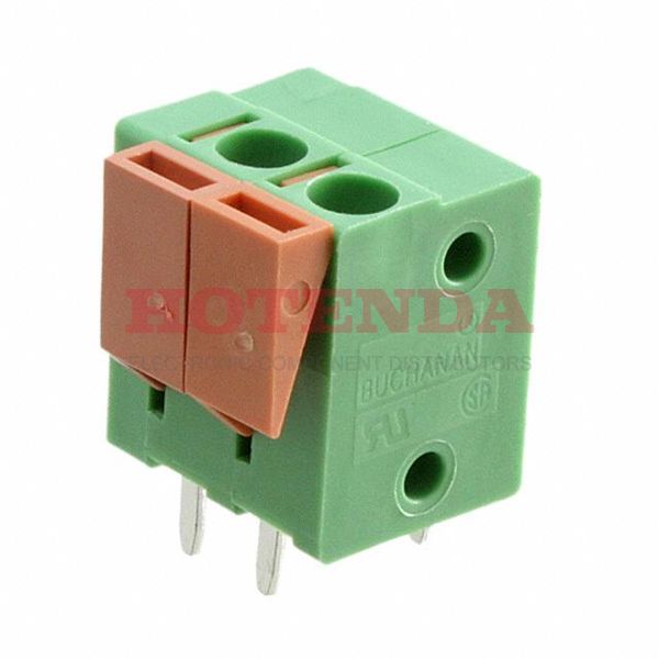 1776259-2 - 0.197 5.00mm Green Bulk Polyamide (PA66), Nylon 6/6 Through Hole Vertical with Board Screwless - Leg Spring, Push-In Spring 1 Levels 14-22 AWG Buchanan