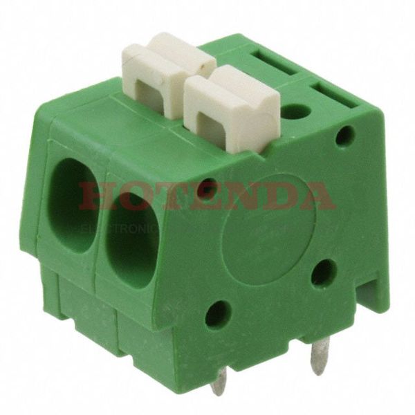 1986711-2 - 0.197 5.00mm Green Bulk Polyamide (PA), Nylon Through Hole Horizontal with Board Screwless - Push Button Clamp 1 Levels 12-30 AWG