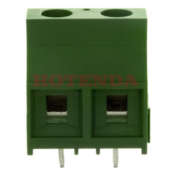 796739-2 - 0.375 9.53mm Green Tray Polyamide (PA66), Nylon 6/6 Through Hole Horizontal with Board Screw - Rising Cage Clamp 1 Levels 10-30 AWG Buchanan