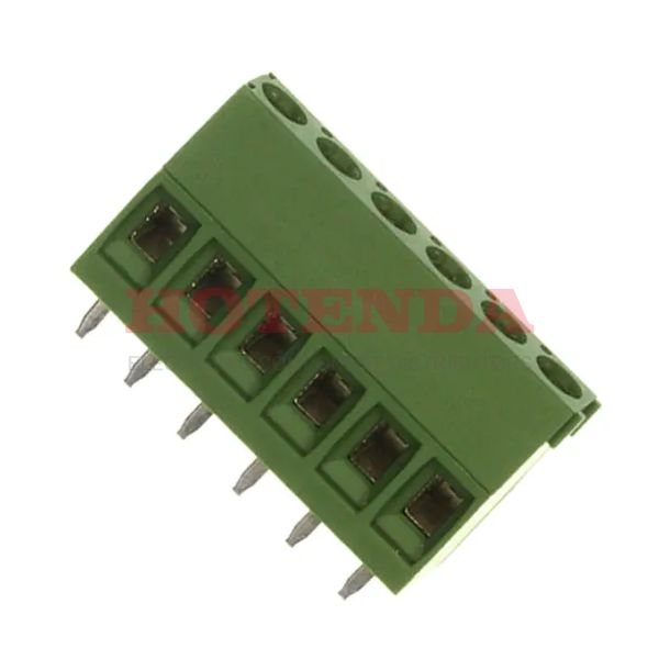284392-6 - 0.150 3.81mm Green Tray Polyamide (PA66), Nylon 6/6 Through Hole Horizontal with Board Screw - Rising Cage Clamp 1 Levels 14-30 AWG Buchanan