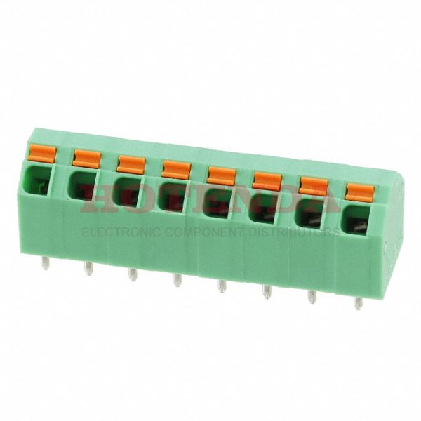 1751228 - 0.200 5.08mm Green Bulk Polyamide (PA), Nylon Through Hole 45° (135°) Angle with Board Screwless - Spring Cage, Tension Clamp 1 Levels 16-26 AWG COMBICON SPTA