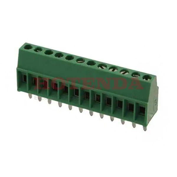 1-282834-2 - 0.100 2.54mm Green Bulk Polyamide (PA66), Nylon 6/6 Through Hole Horizontal with Board Screw - Rising Cage Clamp 1 Levels 16-30 AWG Buchanan
