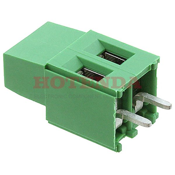 282856-2 - 0.197 5.00mm Green Bulk Polyamide (PA66), Nylon 6/6 Through Hole Horizontal with Board Screw - Rising Cage Clamp 1 Levels 12-30 AWG Buchanan