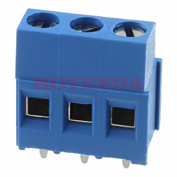 796681-3 - 0.197 5.00mm Blue Bulk Polyamide (PA66), Nylon 6/6 Through Hole Horizontal with Board Screw - Rising Cage Clamp 1 Levels 12-30 AWG Buchanan