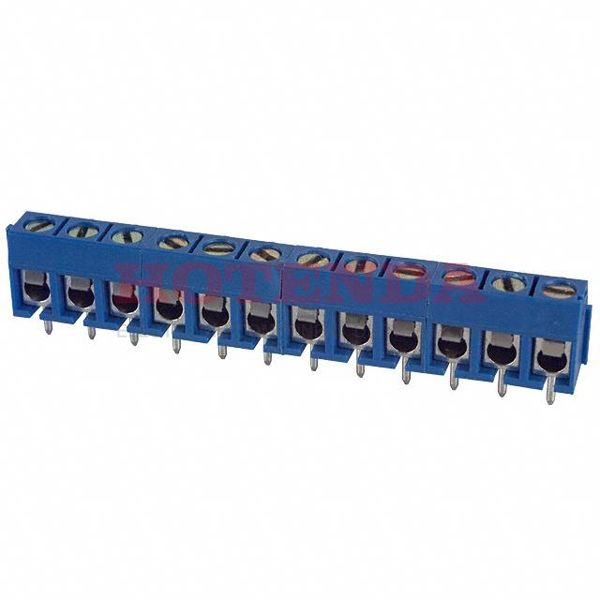 ED500/12DS - 0.197 5.00mm Blue Bulk Polyamide (PA), Nylon Through Hole Horizontal with Board Screw - Leaf Spring, Wire Guard 1 Levels 14-22 AWG ED500/DS