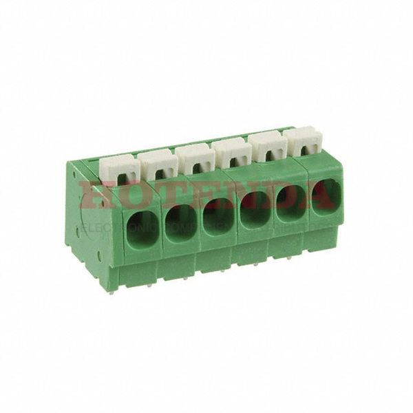 1986775-6 - 0.200 5.08mm Green Bulk Polyamide (PA), Nylon Through Hole Horizontal with Board Screwless - Push Button Clamp 1 Levels 12 AWG