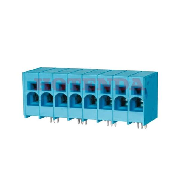TBL008-1000-08BE - 0.394 10.00mm Blue Tray Polyamide (PA66), Nylon 6/6 Through Hole Horizontal with Board Screwless - Spring Cage, Tension Clamp 1 Levels 4-18 AWG TBL008-1000