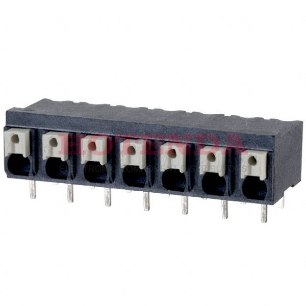 1824860000 - 0.200 5.08mm Black Tube Liquid Crystal Polymer (LCP), Glass Filled Through Hole Horizontal with Board Screwless - Push Button Clamp 1 Levels 16-24 AWG Omnimate LSF-SMT