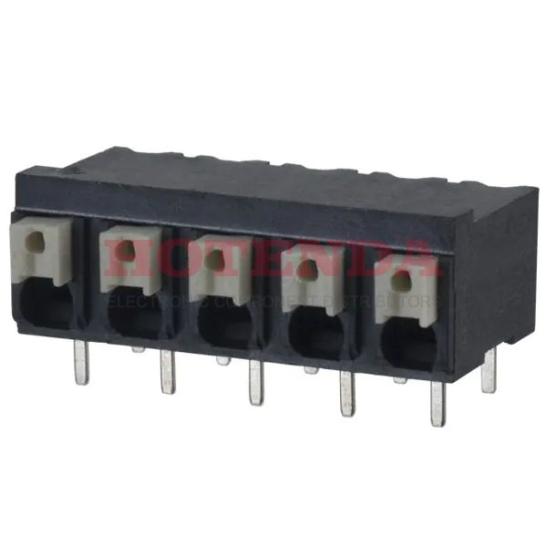 1824800000 - 0.197 5.00mm Black Tube Liquid Crystal Polymer (LCP), Glass Filled Through Hole Horizontal with Board Screwless - Push Button Clamp 1 Levels 16-24 AWG Omnimate LSF-SMT