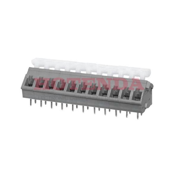 TBL005A-500-11GY-2WT - 0.197 5.00mm Gray Tray Polyamide (PA66), Nylon 6/6 Through Hole 45° (135°) Angle with Board Screwless - Push Button Clamp 1 Levels 14-26 AWG TBL005A-500