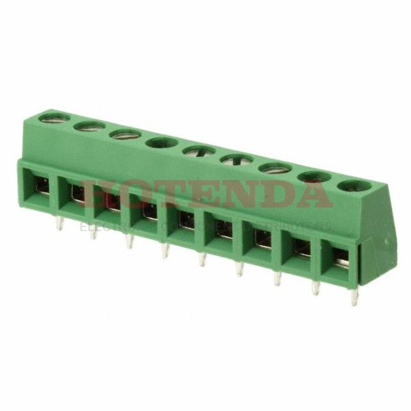 2-282836-8 - 0.197 5.00mm Green Tray Polyamide (PA66), Nylon 6/6 Through Hole Horizontal with Board Screw - Rising Cage Clamp 1 Levels 16-30 AWG Buchanan