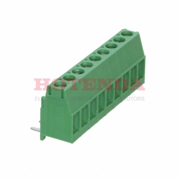 284415-9 - 0.150 3.81mm Green Tray Polyamide (PA66), Nylon 6/6 Through Hole Vertical with Board Screw - Rising Cage Clamp 1 Levels 12-30 AWG Buchanan