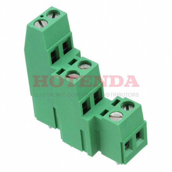 282897-2 - 0.200 5.08mm Green Bulk Polyamide (PA66), Nylon 6/6 Through Hole Horizontal with Board Screw - Rising Cage Clamp 3 Levels 12-30 AWG Buchanan