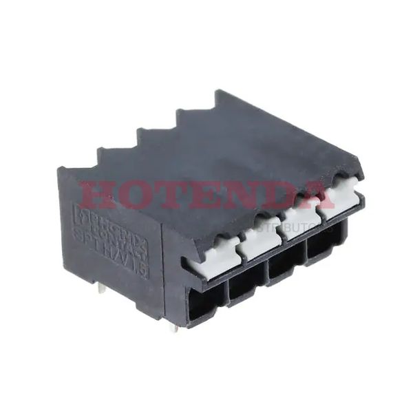 1823984 - 0.200 5.08mm Black Tape &amp; Reel (TR) Liquid Crystal Polymer (LCP) Through Hole Horizontal with Board Screwless - Leg Spring, Push-In Spring 1 Levels 16-24 AWG COMBICON SPT-THR