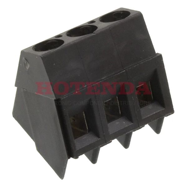 1546074-3 - 0.200 5.08mm Black Bulk Polyamide (PA66), Nylon 6/6 Through Hole 35° (145°) Angle with Board Screw - Rising Cage Clamp 1 Levels 12-30 AWG Buchanan