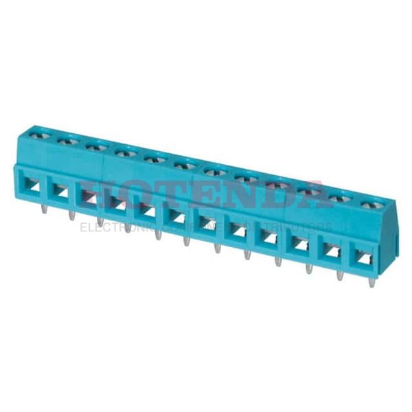 TB006-508-12BE - 0.200 5.08mm Blue Bulk Polyamide (PA66), Nylon 6/6 Through Hole Horizontal with Board Screw - Rising Cage Clamp 1 Levels 14-26 AWG TB006-508