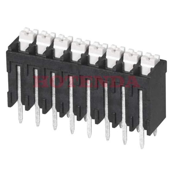 TBLH10V-350-08BK - 0.138 3.50mm Black Tray Liquid Crystal Polymer (LCP) Through Hole Vertical with Board Screwless - Push Button Clamp 1 Levels 16-24 AWG TBLH10V-350