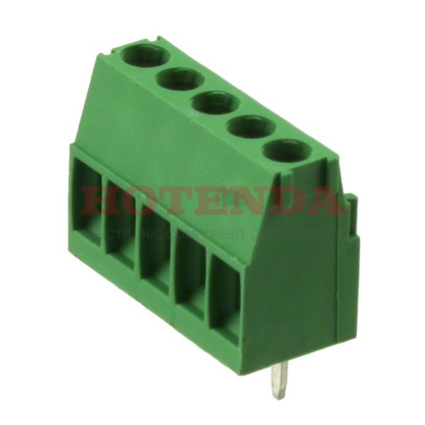 284391-5 - 0.138 3.50mm Green Tray Polyamide (PA66), Nylon 6/6 Through Hole Horizontal with Board Screw - Rising Cage Clamp 1 Levels 14-30 AWG Buchanan
