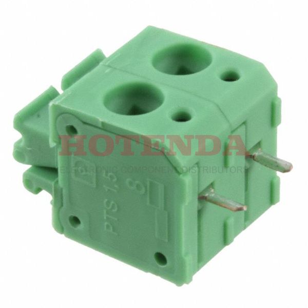 1703084 - 0.295 7.50mm Green Bulk Polyamide (PA), Nylon Through Hole Horizontal with Board Screwless - Push Button Clamp 1 Levels 14-26 AWG COMBICON PTS