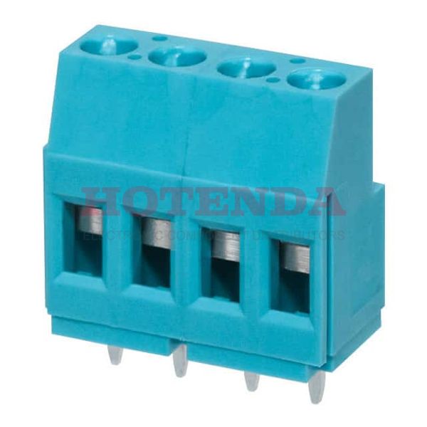 TB009-508-04BE - 0.200 5.08mm Blue Bulk Polyamide (PA66), Nylon 6/6 Through Hole Horizontal with Board Screw - Rising Cage Clamp 1 Levels 12-26 AWG TB009-508