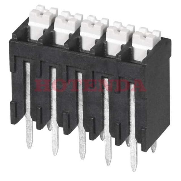 TBLH10V-350-05BK - 0.138 3.50mm Black Tray Liquid Crystal Polymer (LCP) Through Hole Vertical with Board Screwless - Push Button Clamp 1 Levels 16-24 AWG TBLH10V-350