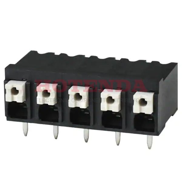 TBLH10-500-05BK - 0.197 5.00mm Black Tray Liquid Crystal Polymer (LCP) Through Hole Horizontal with Board Screwless - Push Button Clamp 1 Levels 16-24 AWG TBLH10-500