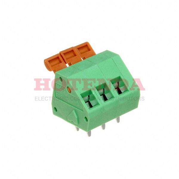 0397000103 - 0.200 5.08mm Green Bulk Polyamide (PA66), Nylon 6/6 Through Hole 45° (135°) Angle with Board Screwless - Push Button Clamp 1 Levels 12-26 AWG Eurostyle 39700