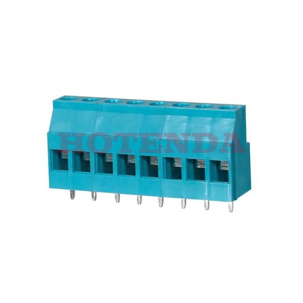 TB010-508-08BE - 0.200 5.08mm Blue Bulk Polyamide (PA66), Nylon 6/6 Through Hole Horizontal with Board Screw - Rising Cage Clamp 1 Levels 12-26 AWG TB010-508