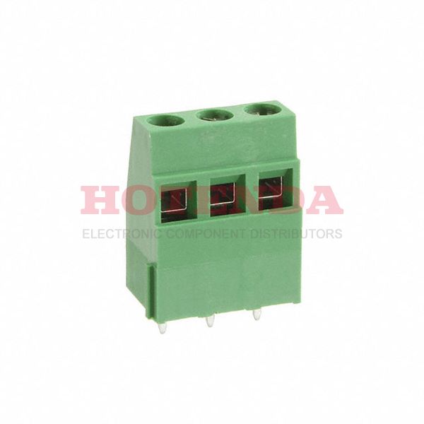 282880-3 - 0.197 5.00mm Green Bulk Polyamide (PA66), Nylon 6/6 Through Hole Horizontal with Board Screw - Rising Cage Clamp 1 Levels 12-30 AWG Buchanan