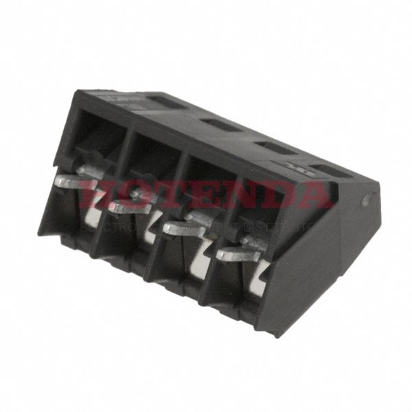 1546074-4 - 0.200 5.08mm Black Bulk Polyamide (PA66), Nylon 6/6 Through Hole 35° (145°) Angle with Board Screw - Rising Cage Clamp 1 Levels 12-30 AWG Buchanan