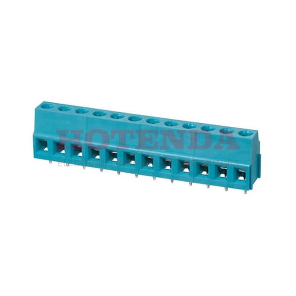 TB007-508-12BE - 0.200 5.08mm Blue Bulk Polyamide (PA66), Nylon 6/6 Through Hole Horizontal with Board Screw - Rising Cage Clamp 1 Levels 12-24 AWG TB007-508