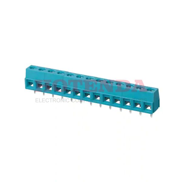TB006-508-13BE - 0.200 5.08mm Blue Bulk Polyamide (PA66), Nylon 6/6 Through Hole Horizontal with Board Screw - Rising Cage Clamp 1 Levels 14-26 AWG TB006-508