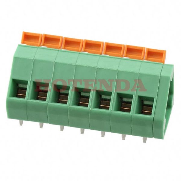 1753815 - 0.200 5.08mm Green Bulk Polyamide (PA), Nylon Through Hole 45° (135°) Angle with Board Screwless - Spring Cage, Tension Clamp 1 Levels COMBICON ZFKDSA