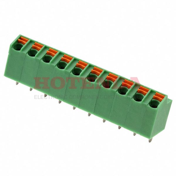 1752298 - 0.197 5.00mm Green Bulk Polyamide (PA), Nylon Through Hole 25° (155°) Angle with Board Screwless - Spring Cage, Tension Clamp 1 Levels 16-26 AWG COMBICON SPTA
