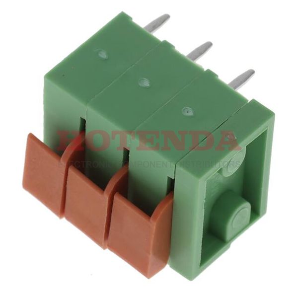 0397000803 - 0.197 5.00mm Green Bulk Polyamide (PA66), Nylon 6/6 Through Hole Horizontal with Board Screwless - Push Button Clamp 1 Levels 14-22 AWG Eurostyle 39700