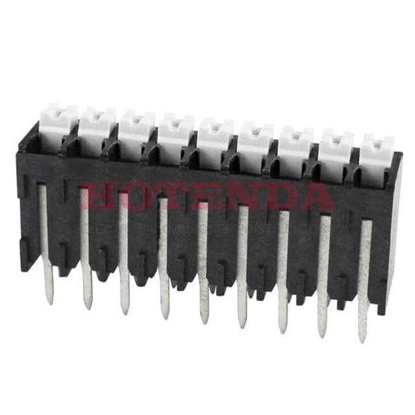 TBLH10V-350-09BK - 0.138 3.50mm Black Tray Liquid Crystal Polymer (LCP) Through Hole Vertical with Board Screwless - Push Button Clamp 1 Levels 16-24 AWG TBLH10V-350
