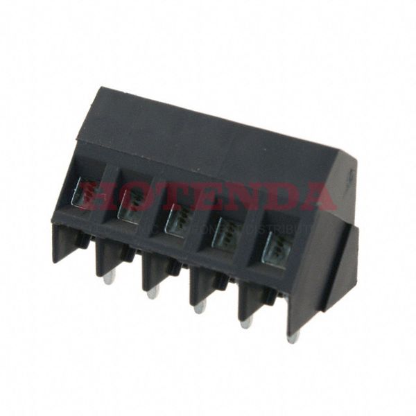 796689-5 - 0.197 5.00mm Black Bulk Polyamide (PA66), Nylon 6/6 Through Hole 35° (145°) Angle with Board Screw - Rising Cage Clamp 1 Levels 12-30 AWG Buchanan