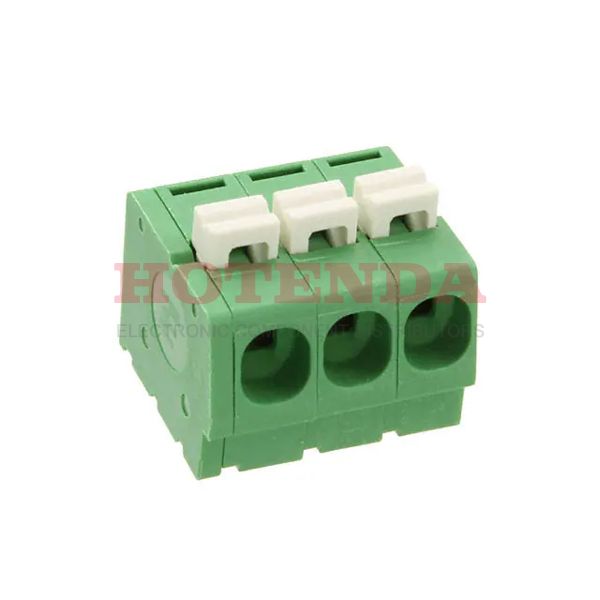1986775-3 - 0.200 5.08mm Green Bulk Polyamide (PA), Nylon Through Hole Horizontal with Board Screwless - Push Button Clamp 1 Levels 12 AWG