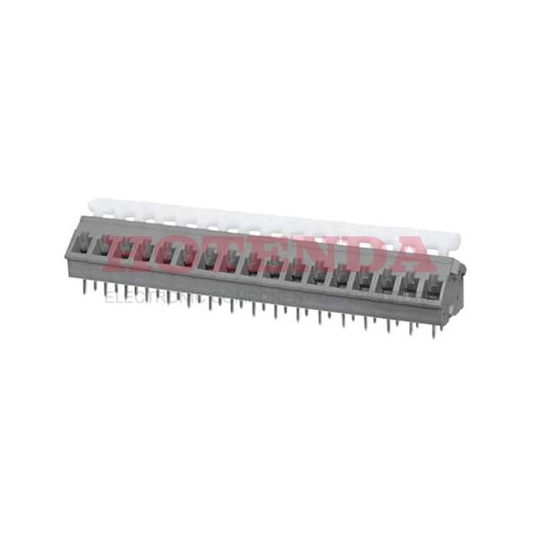 TBL005A-500-17GY-2WT - 0.197 5.00mm Gray Tray Polyamide (PA66), Nylon 6/6 Through Hole 45° (135°) Angle with Board Screwless - Push Button Clamp 1 Levels 14-26 AWG TBL005A-500