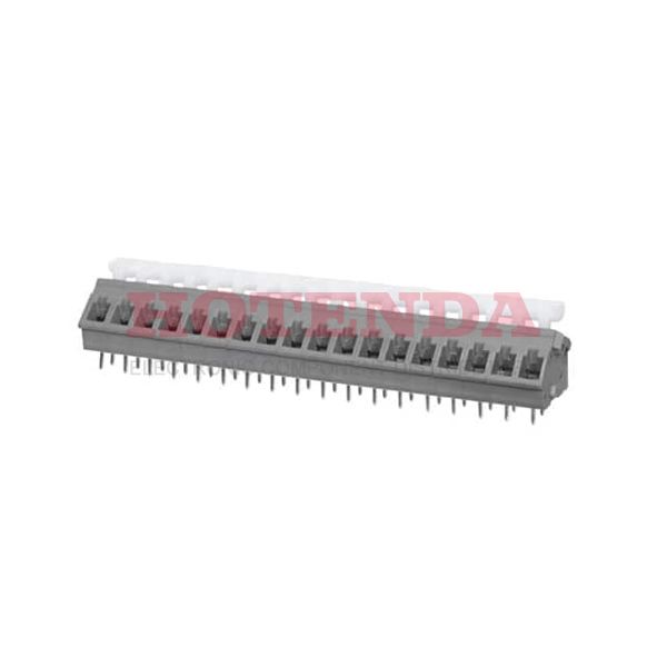TBL005A-500-18GY-2WT - 0.197 5.00mm Gray Tray Polyamide (PA66), Nylon 6/6 Through Hole 45° (135°) Angle with Board Screwless - Push Button Clamp 1 Levels 14-26 AWG TBL005A-500