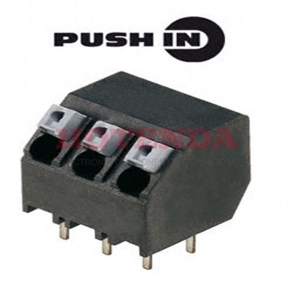 1885540000 - 0.150 3.81mm Black Tube Liquid Crystal Polymer (LCP), Glass Filled Through Hole 45° (135°) Angle with Board Screwless - Push Button Clamp 1 Levels 16-24 AWG Omnimate LSF-SMT