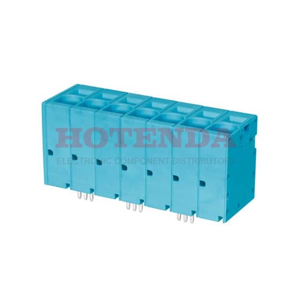 TBL008V-1000-07BE - 0.394 10.00mm Blue Tray Polyamide (PA66), Nylon 6/6 Through Hole Vertical with Board Screwless - Spring Cage, Tension Clamp 1 Levels 4-18 AWG TBL008V-1000