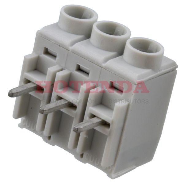 691132700003 - 0.197 5.00mm Gray Tray Polycarbonate (PC) Through Hole Vertical with Board Screw - Rising Cage Clamp 1 Levels 12-24 AWG WR-TBL Series 132