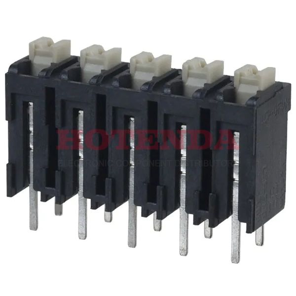 1825990000 - 0.197 5.00mm Black Tube Liquid Crystal Polymer (LCP), Glass Filled Through Hole Vertical with Board Screwless - Push Button Clamp 1 Levels 16-24 AWG Omnimate LSF-SMT